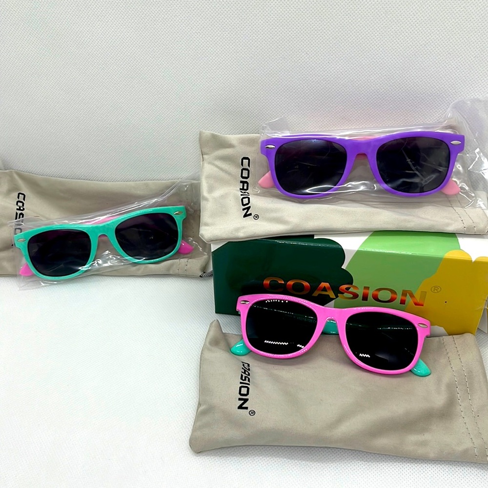 Coasion, Rubber Flexible Kids Polarized Sunglasses for Baby and Children